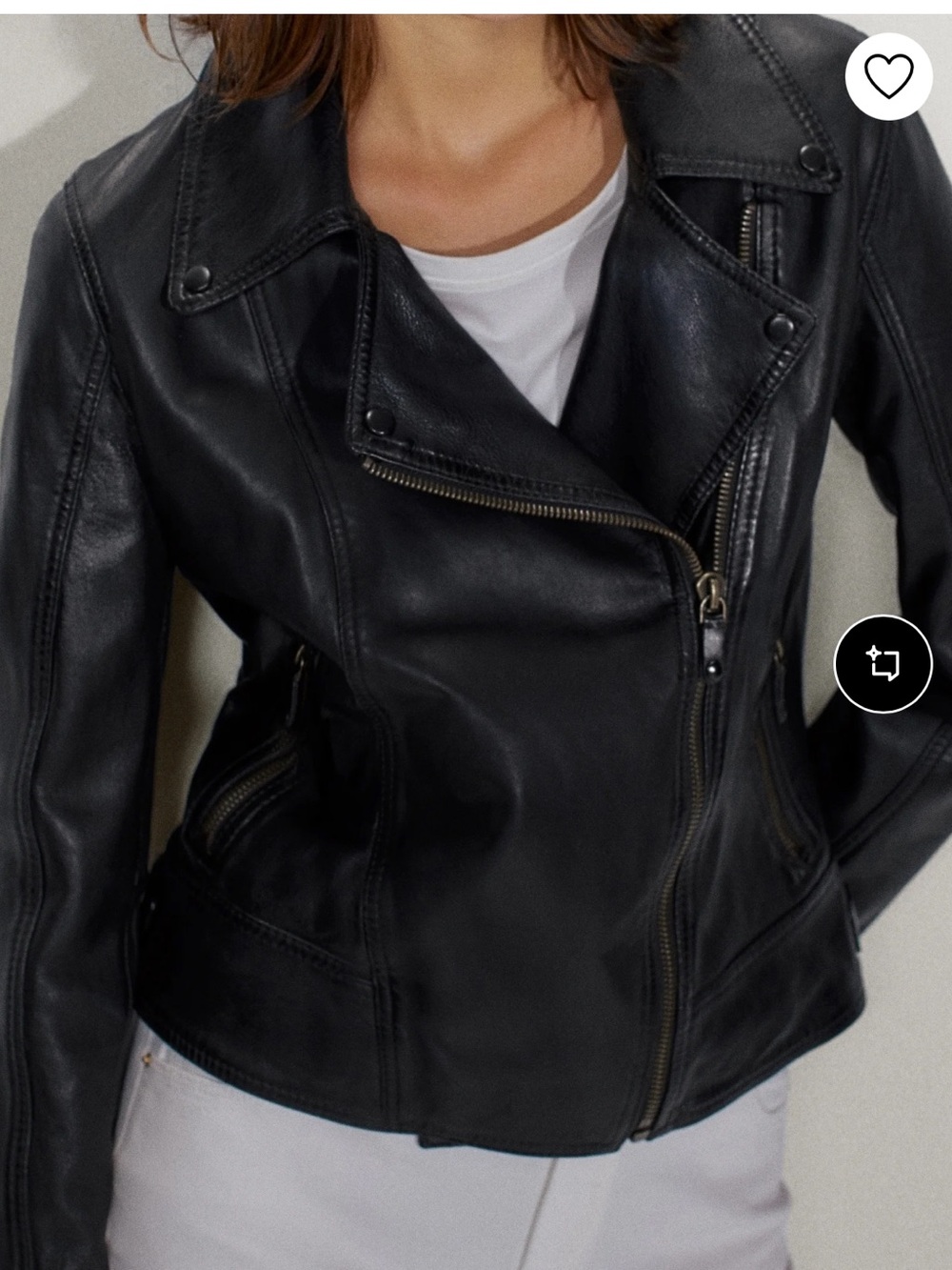 Massimo Dutti Black Leather Jacket S